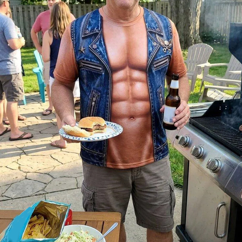📢📢49% OFF !! ⏰Men's Funny Fake Muscle Print T-Shirt