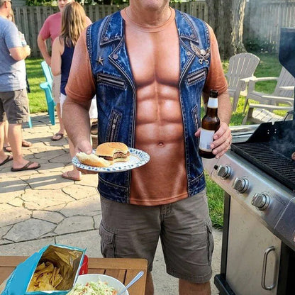 📢📢49% OFF !! ⏰Men's Funny Fake Muscle Print T-Shirt