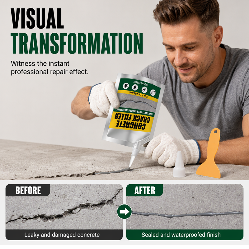 📢📢49% OFF !! ⏰🏠 Waterproof Concrete Crack Filler for Indoor & Outdoor Use