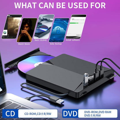 🔥Last Day 49% OFF -7-in-1 USB 3.0 Type-C External DVD Drive