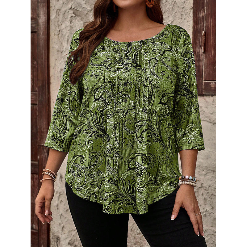 Women's Plus Size Paisley Print Blouse