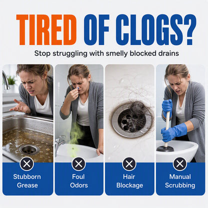 🚰50% OFF NOW ! ✨Active Oxygen Drain Clog Remover Effervescent Tablets, Rapid Dissolving, Odor Elimination, Pipe‑Safe for Sink, Bathtub & Sewer Blockages