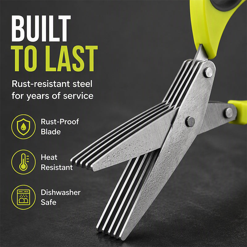 🌿 5-Layer Herb Scissors – Stainless Steel Kitchen Herb Cutter