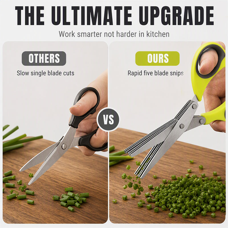 🌿 5-Layer Herb Scissors – Stainless Steel Kitchen Herb Cutter