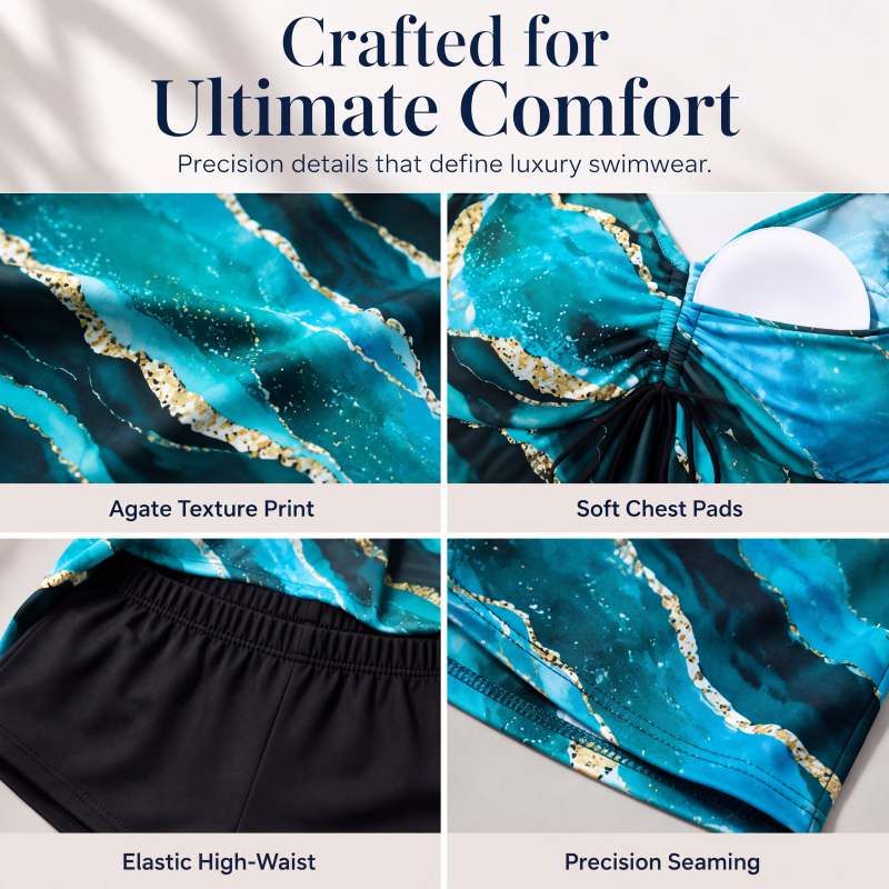 🎁New Arrivals 2026 – 50% Off💥Plus Size Swimsuit – Marble Print & Tummy Control Design
