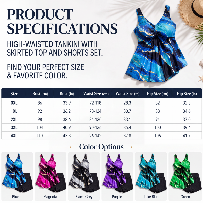 🎁New Arrivals 2026 – 50% Off💥Plus Size Swimsuit – Marble Print & Tummy Control Design
