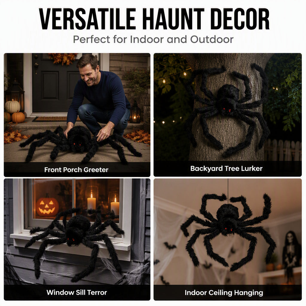 🎃 50% OFF | Halloween Giant Spider Decoration 🕷️👻 – Oversized Outdoor Halloween Decor for Garden, Yard & Home ✨