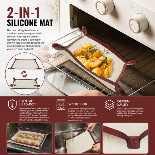 Premium Silicone Fiber Oven Mat – Non-Stick, Heat-Resistant Reusable Baking Liner