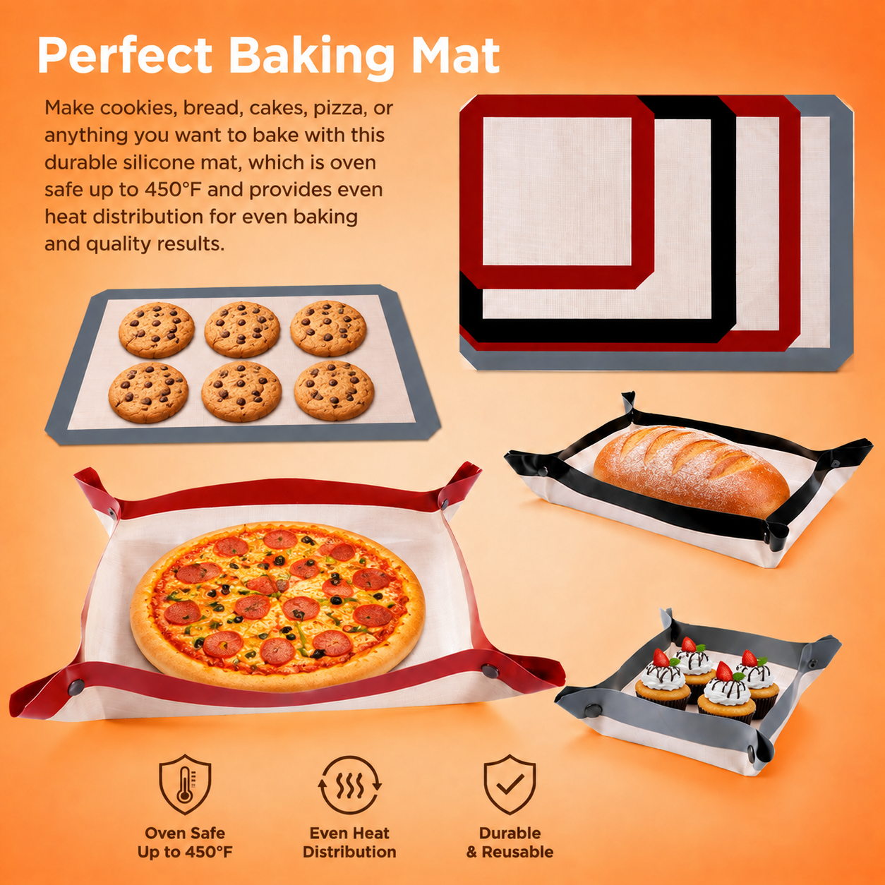 Premium Silicone Fiber Oven Mat – Non-Stick, Heat-Resistant Reusable Baking Liner